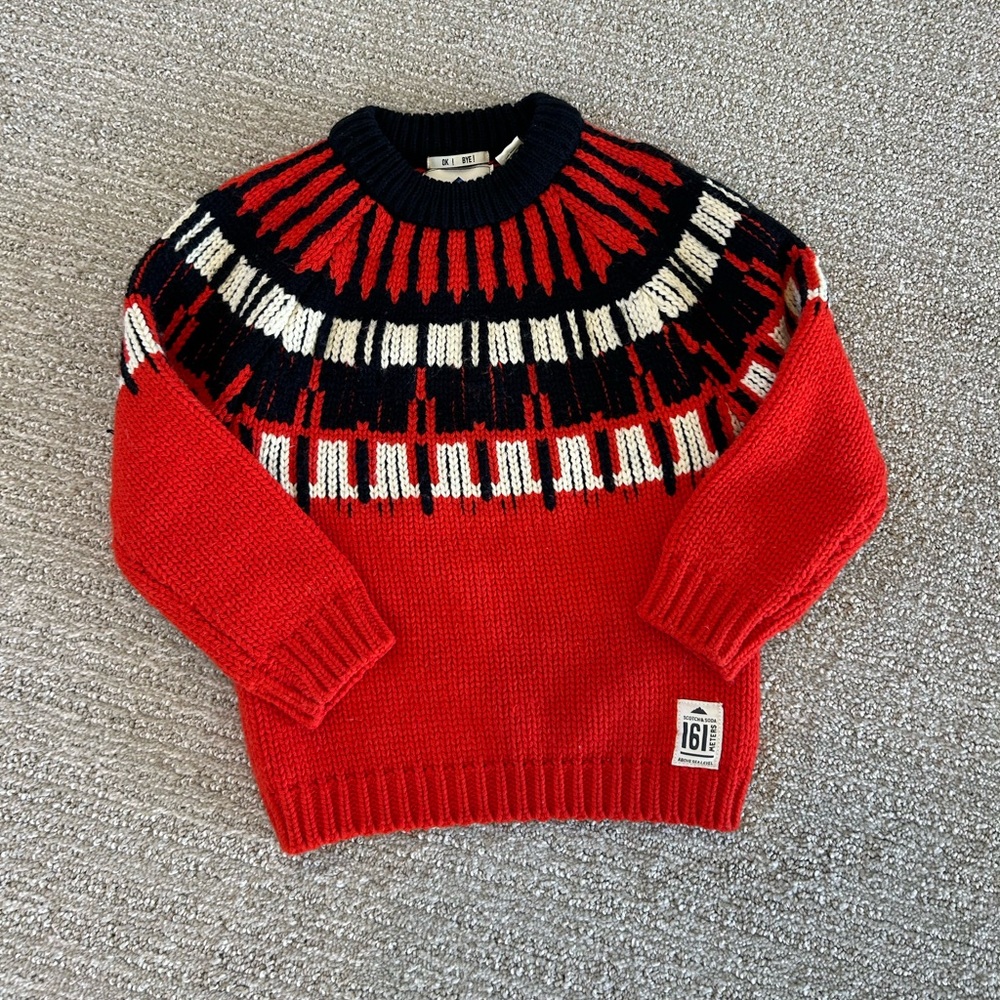 Scotch & Soda Red, Black & White Knit Sweater